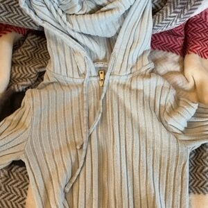 Ardene Light Gray Ribbed Cowl Neck cropped Sweater